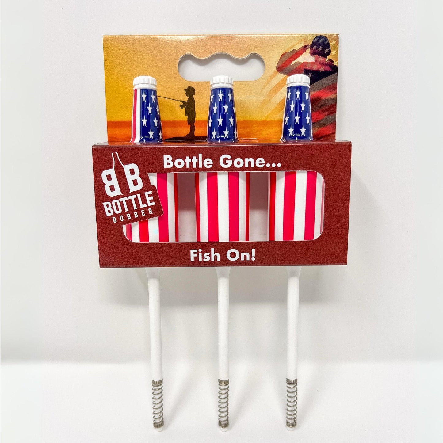 American Flag Red & White Fishing Bobber- 3 Pack