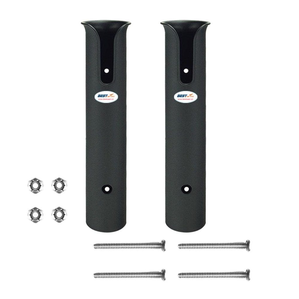 2 Pole Fishing Rod Holder Tube, Black, with Screws for Boat, Kayak