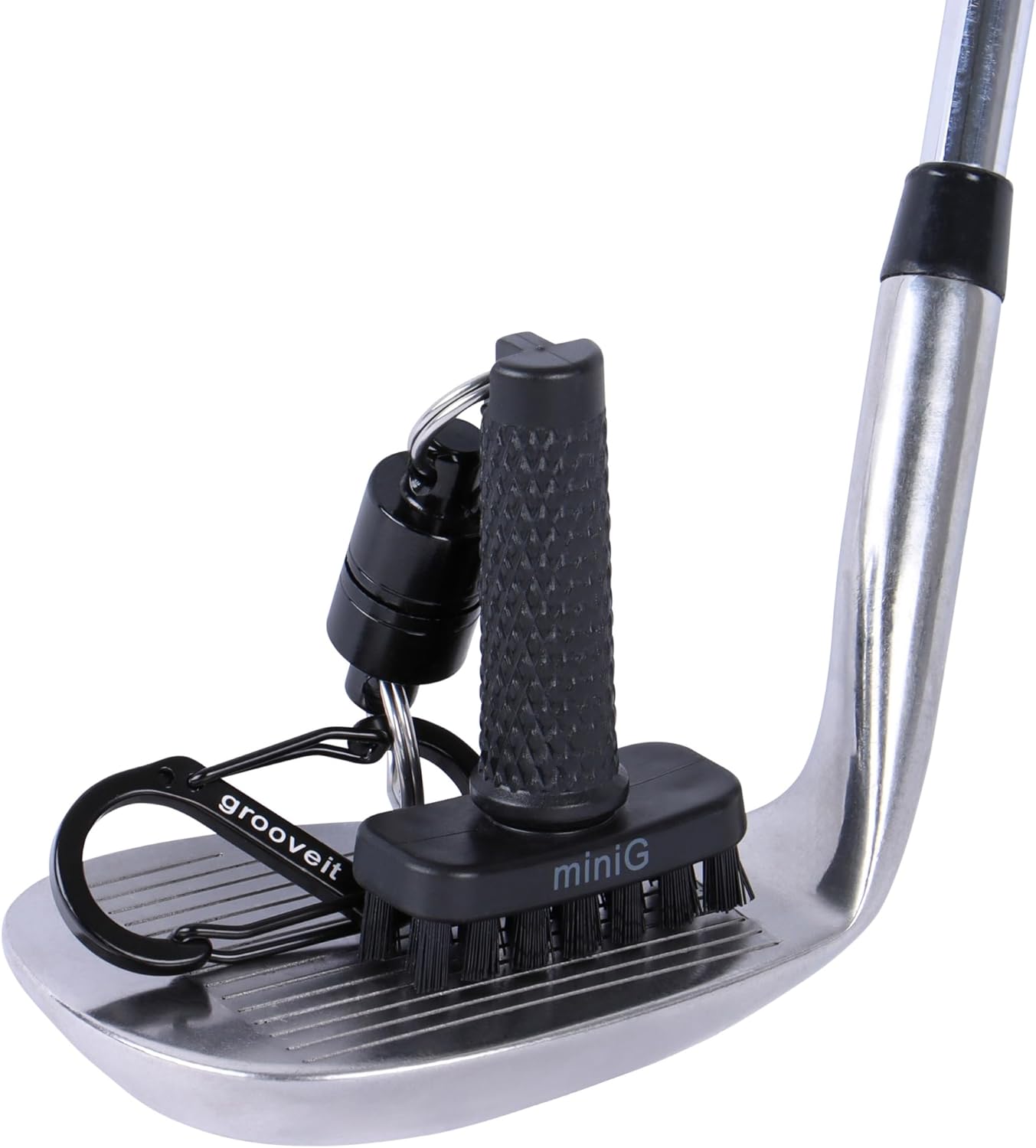 MiniG The Dry Scrubber - Mini Golf Club Brush - Heavy-Duty Nylon Bristles - 3-Yr Warranty - Part of Any Golf Club Cleaning Kit - Detachable Magnetic Club Head Groove Cleaner Tool