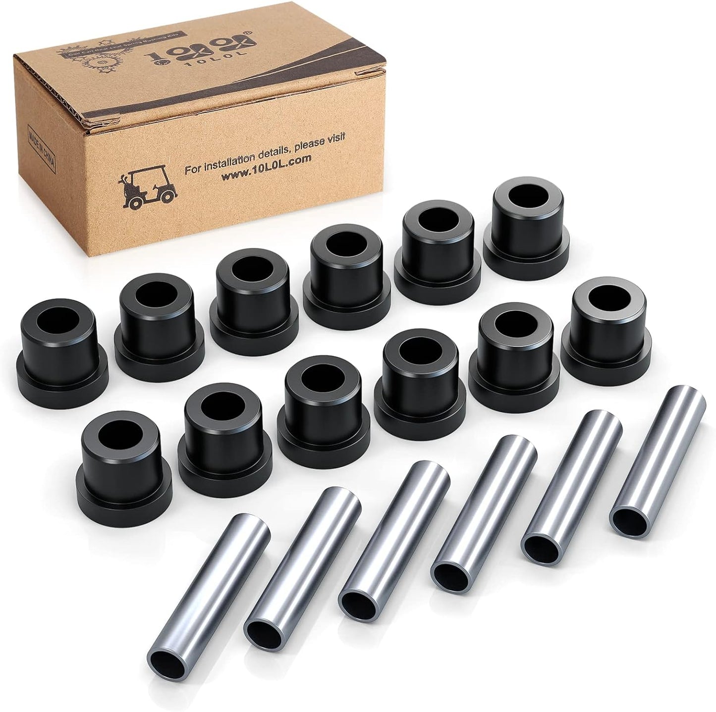 Golf Cart Spring Bushing Kit-Rear Leaf Springs Shackles Bushing Sleeve for EZGO TXT/Medalist (1994-up) & Club Car DS (1981-up), Replaces Parts 70289-G02/70291-G01/1012303/1015583
