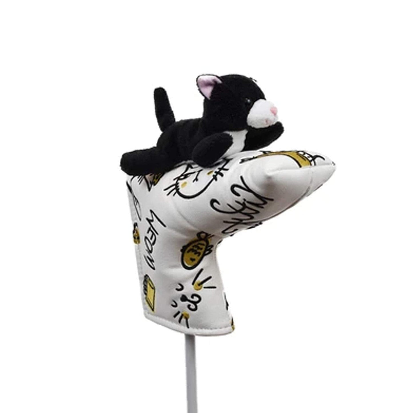 HOKUSHIN TRADING headcover white putter for pin type blade black cat WHC1766