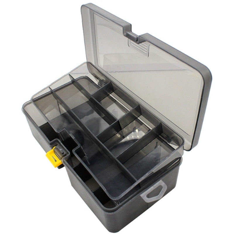 Double Layer Tackle Box With Locking Clasp and Detachable Partitions