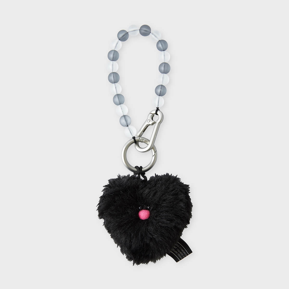 COLLER Heart Shaped Furry Plush Keyring Black