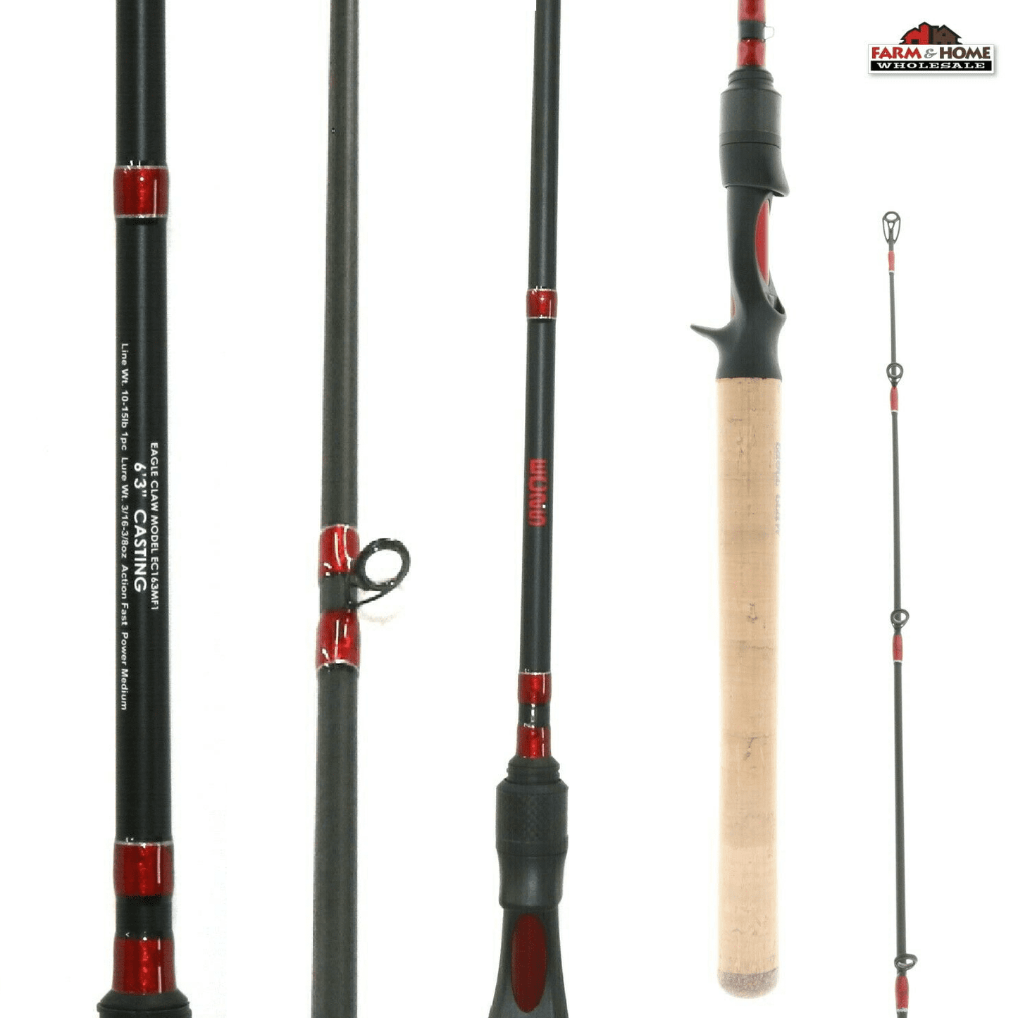 6'3' Eagle Claw Medium Fast Graphite Casting Rod ~ NEW