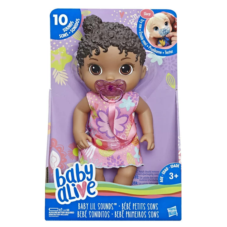 Baby Alive Baby Lil Sounds: Interactive Black Hair Baby Doll for Girls