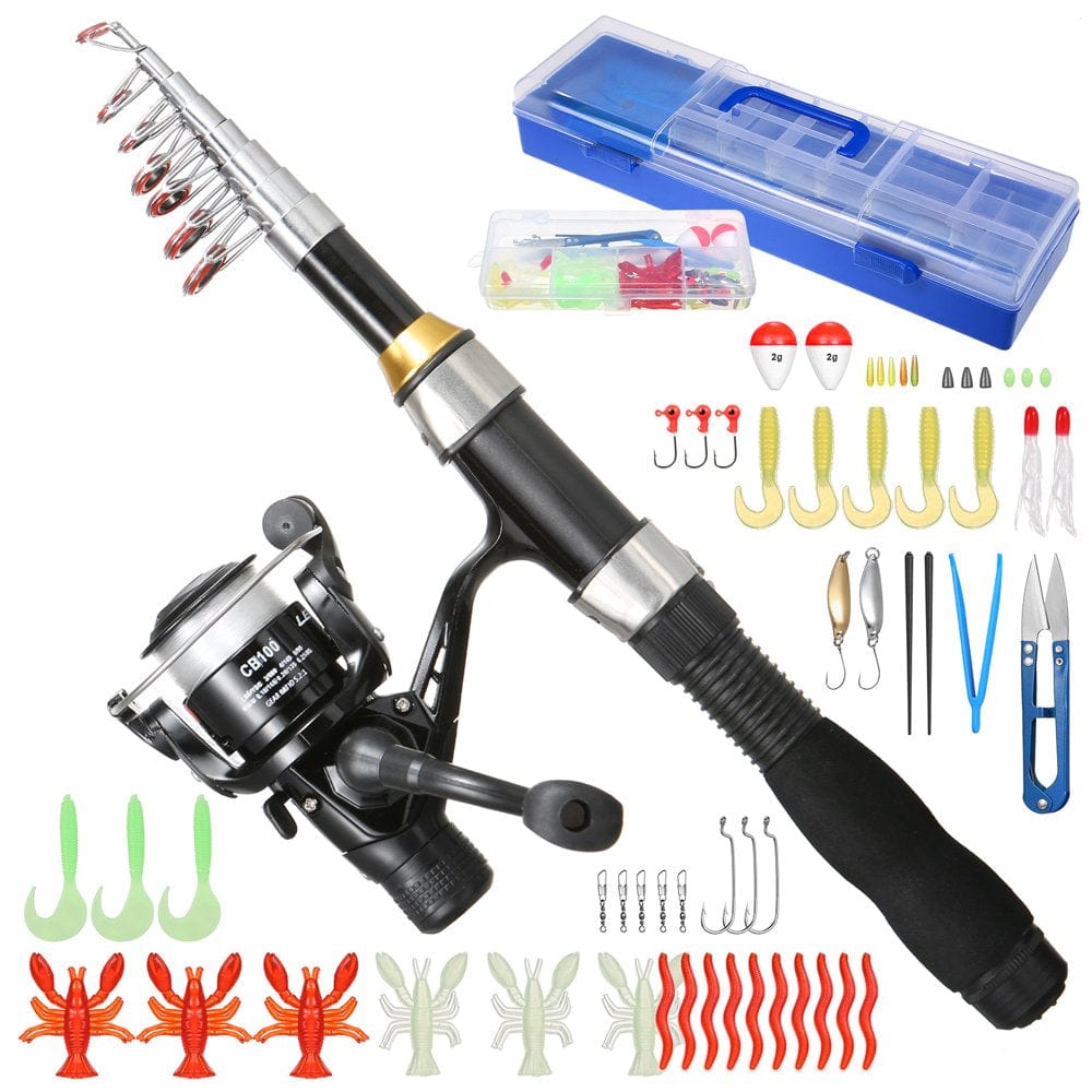 LEO 1.7M Telescopic Fishing Rod Spinning Reel Tackle Set for Saltwater and Freshwater