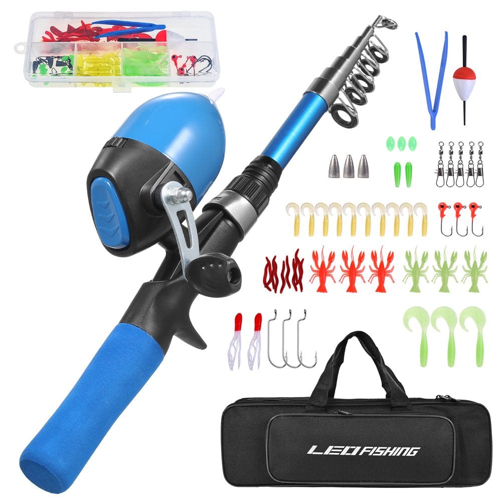 LEO Portable Telescopic Fishing Rod and Reel Combo for Kids Children Fishing Starter Kit