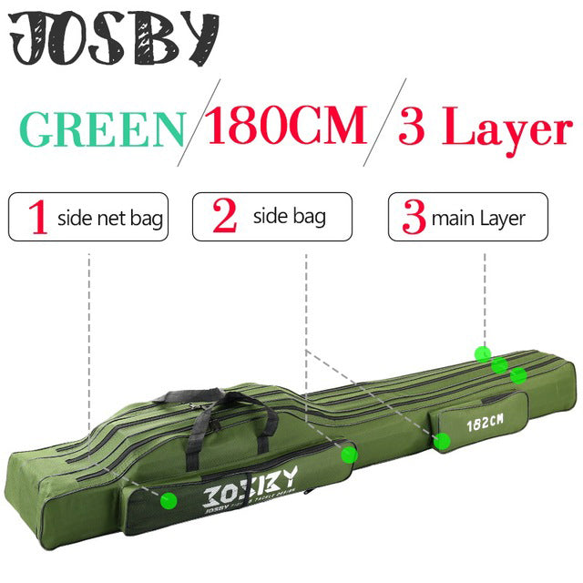 Portable Foldable Fishing Rod Carrier Fish Pole Tools Storage Bag Case