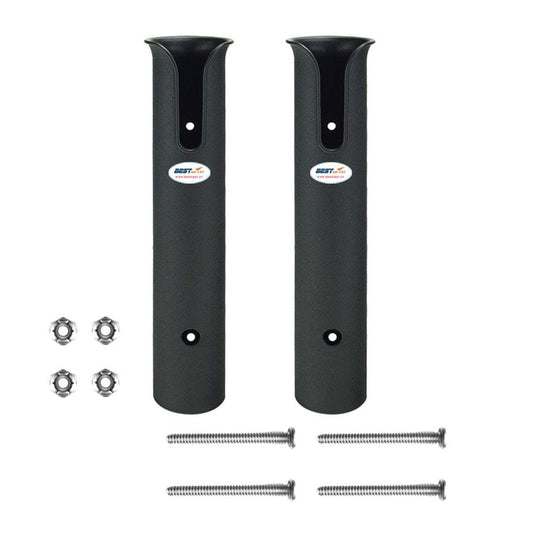 2 Pole Fishing Rod Holder Tube, Black, with Screws for Boat, Kayak