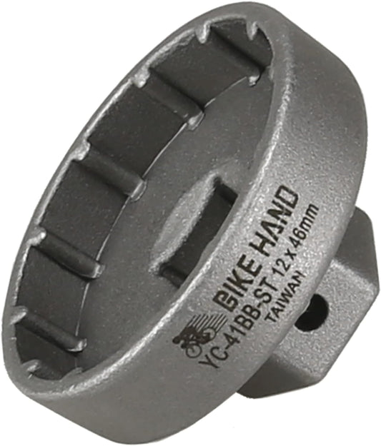 BIKEHAND Bike Bicycle 12 Notch 46mm Bottom Bracket Install Remover Tool Compatible with SRAM Dub - Fit 68mm 73mm External Threaded - Heavy Duty Steel Socket with Handle or Aluminum Alloy Socket