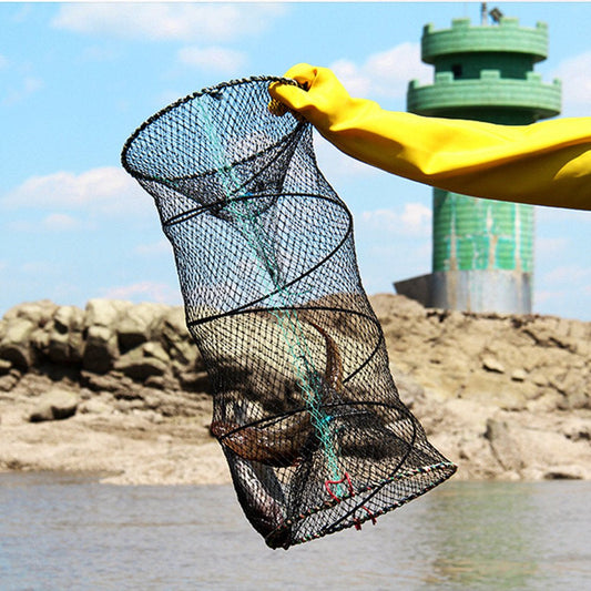 Opolski Large Automatic Folding Portable Fishing Net Trap Zipper Bait Spring Cage for Shrimp