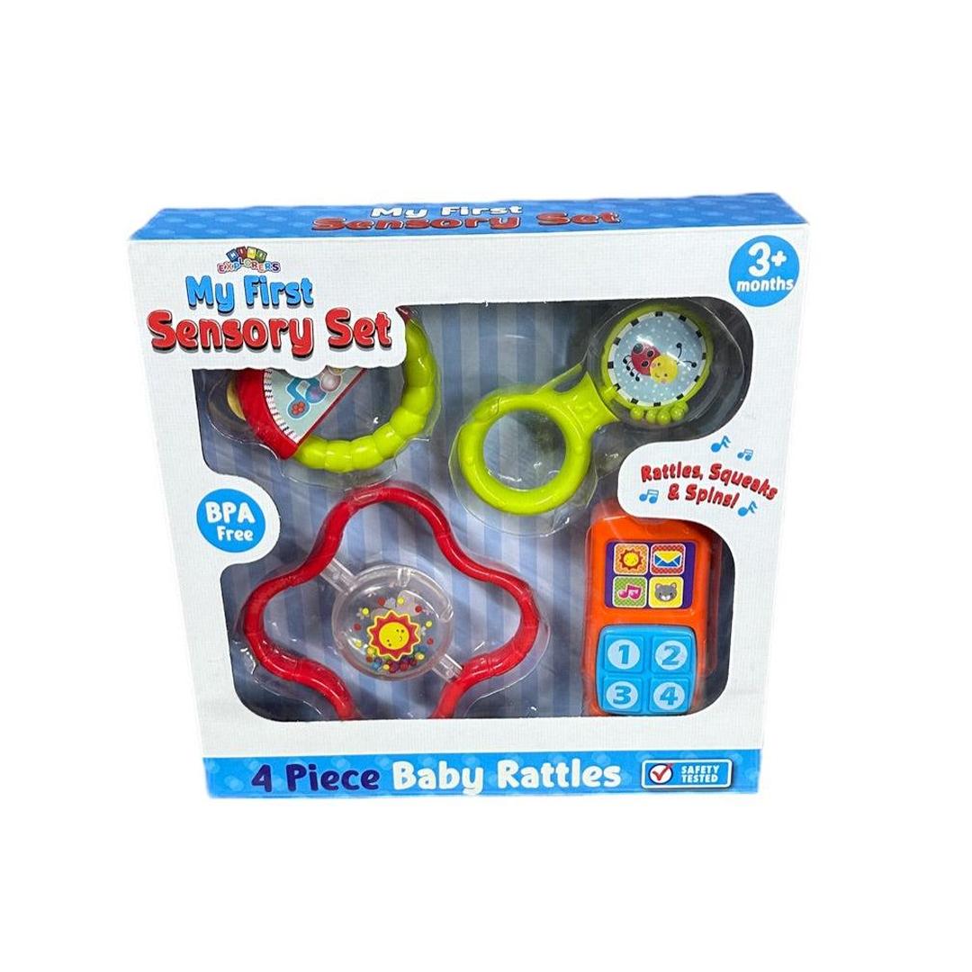 Eli Baby Rattle Toys, Baby Teether Rattle Sets with Infant Grab Shaker, Teether, Spin Rattle, Early Educational Gifts for Newborn Infant Boys & Girls