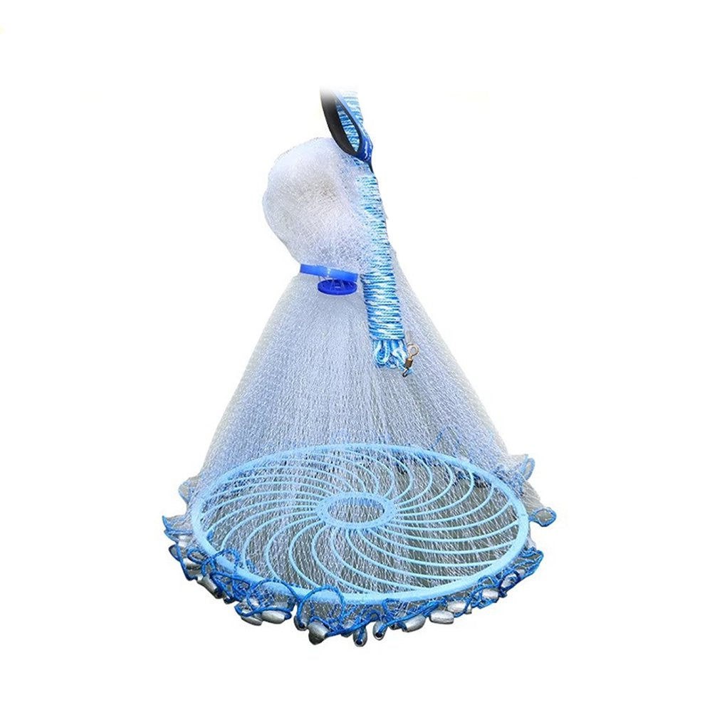 Hemoton Bait Cast Mesh Trap Net Portable Fishing Landing Net Shrimp Cage for Fish Lobster Prawn Minnow Crayfish Crab (240 Steel Pendant) - Random Flying Disc Color