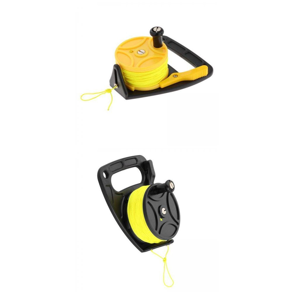 2× Multi Purpose Heavy Duty Reel with Handle for Wreck Cave Dive Open Water Spear Black Yellow