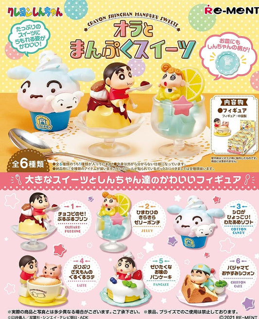 RE-MENT Crayon Shin-Chan Manpuku Sweets 6 Pcs Box