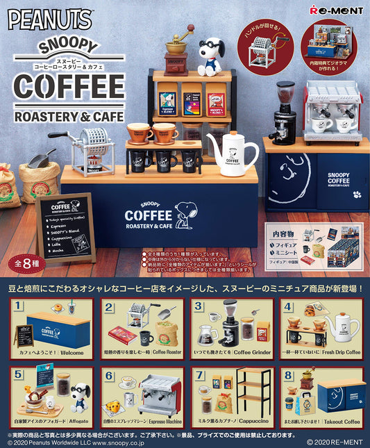 RE-MENT Peanuts Snoopy Coffee Roastery & Cafe 8 Pcs Box