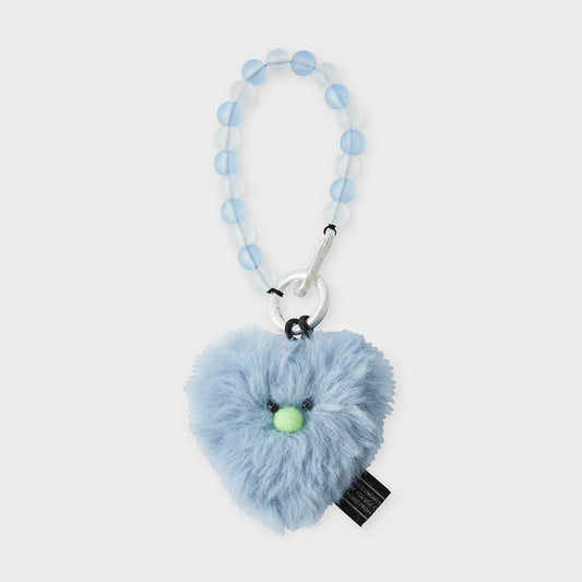 COLLER Heart Shaped Furry Plush Keyring Blue
