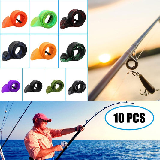 Eeekit 10/1Pcs Fishing Rod Cover, Fishing Rod Sleeve Socks, Sleeve Cover Braided Mesh Rod Protector, Fishing Pole Covers Sleeves for Fly Spinning Casting Rod,Flat End Fishing Gear Tools Accessories