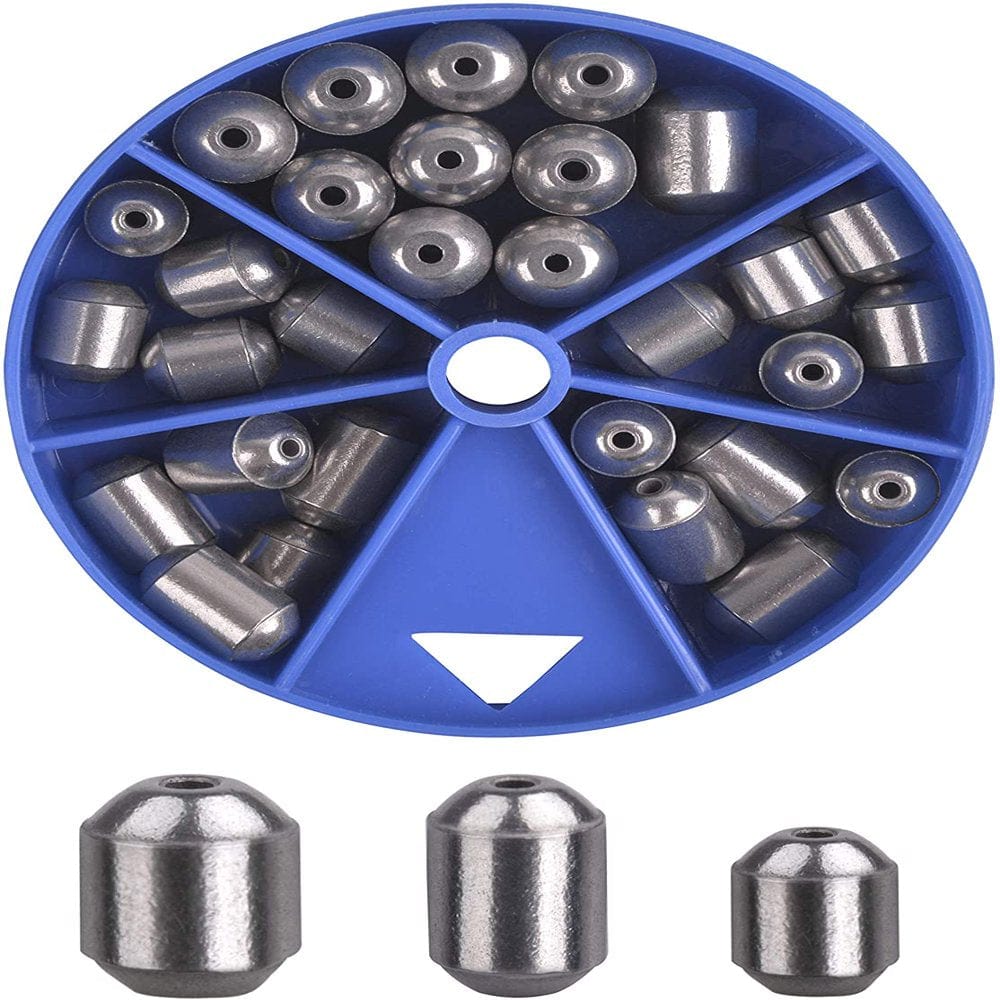 Egg Iron Sinkers Fishing Weights Kit, 30Pcs Oval Shaped Fishing Weights Assorted Bass Casting Sinker Weights with Tackle Box