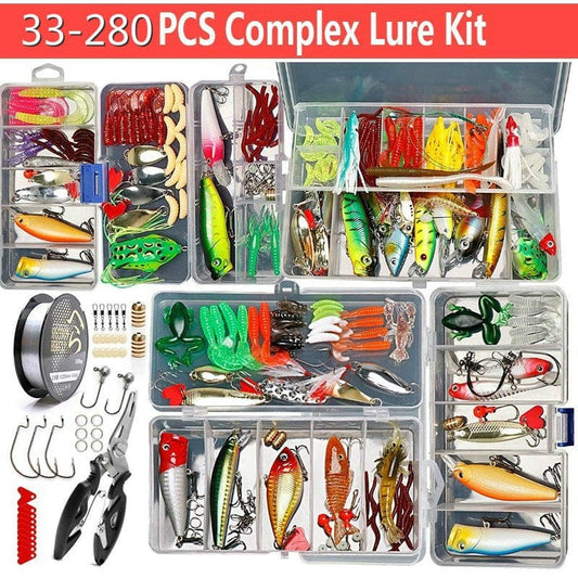 Fishing Lure Kit Soft and Hard Lure Baits Set Multi-Function Fishing Gear Layer with Box
