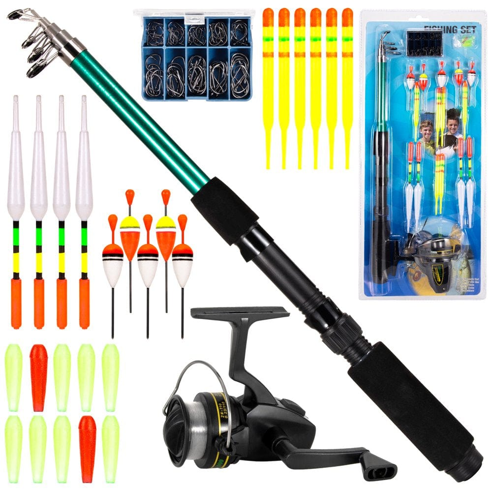 Fishing Rod and Reel Combo 127Pcs Fishing Tackle Set Telescopic Fishing Rod Pole with Spinning Reel Floats Hooks Accessories