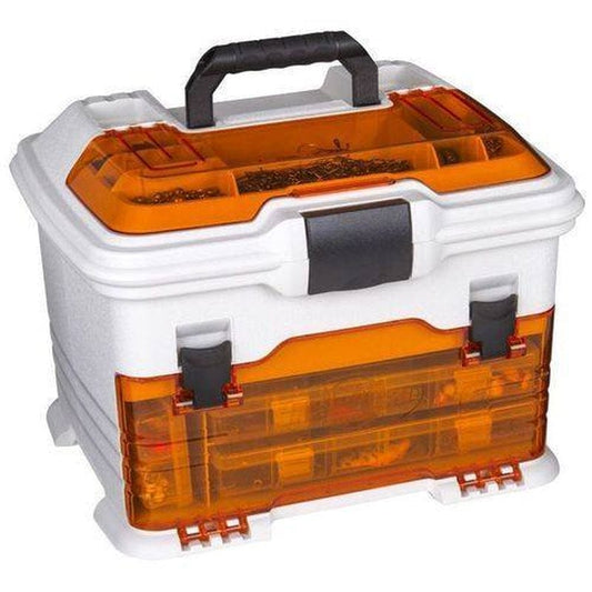 Flambeau Outdoors T4P Pro Multiloader, Portable Fishing & Tackle Storage Box with Zerust Anti-Corrosion Technology, White/Orange