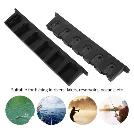LAFGUR 6-Rod Rack Horizontal Fishing Pole Holder, Plastic Fishing Rod Holder Mounting Pole Bracket Stand Accessories
