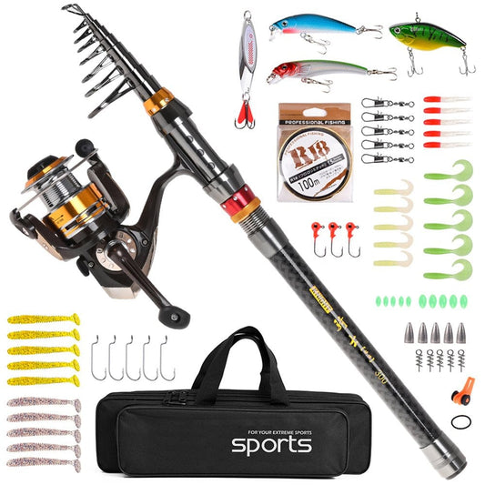LEO Fishing Rod Reel Combo Full Kit Telescopic Fishing Rod Spinning Reel Set