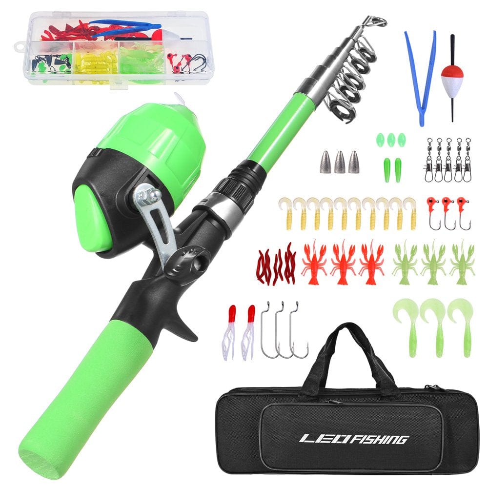 LEO Portable Telescopic Fishing Rod and Reel Combo for Kids Children Fishing Starter Kit