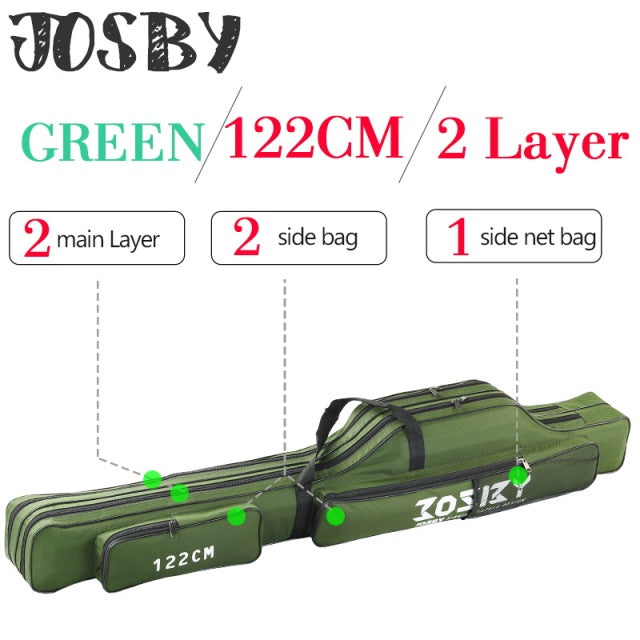 Portable Foldable Fishing Rod Carrier Fish Pole Tools Storage Bag Case