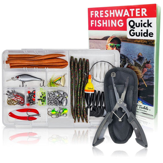 Tailored Tackle Freshwater Fishing Kit 119 Pc Tackle Box with Tackle Included Pliers Lures Spinners Spoon Bait Worms Jigs Hooks Starter Equipment Gifts & Gear to Fish for Bass Walleye Trout