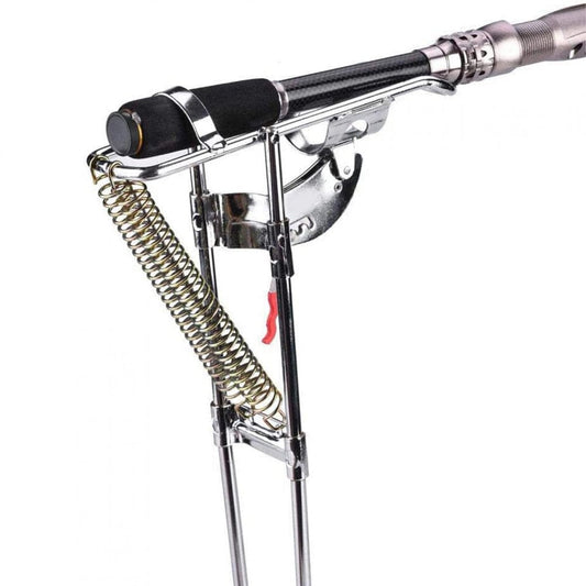 Zerodis Fishing Pole Stand, Boat Fishing Support, Portable Fishing Rod Bracket Practical Dual Spring Fishing Pole Metal Holder Stand Accessory