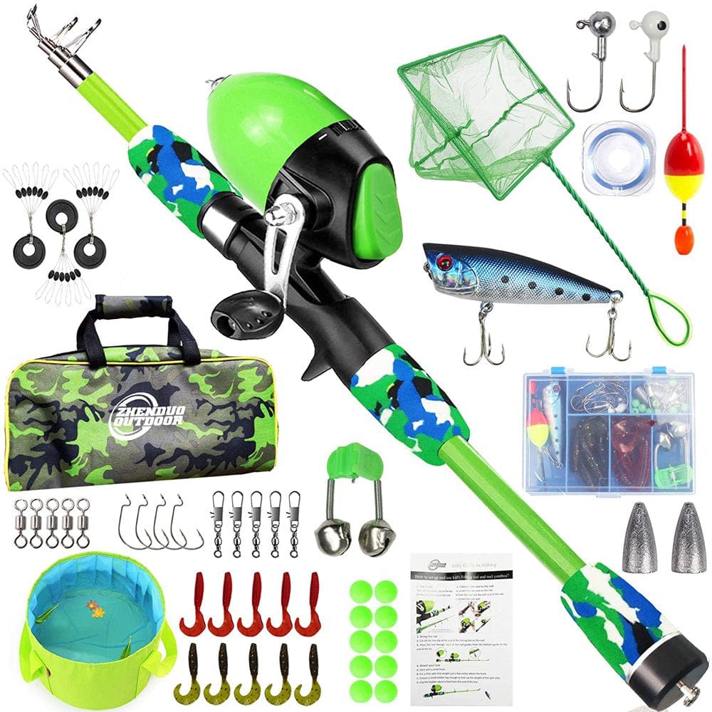 ZHENDUO Kids Fishing Pole, 3.94Ft/4.92Ft Portable Fishing Rod Set and Reel Combo Kit for Youth Boys Girls